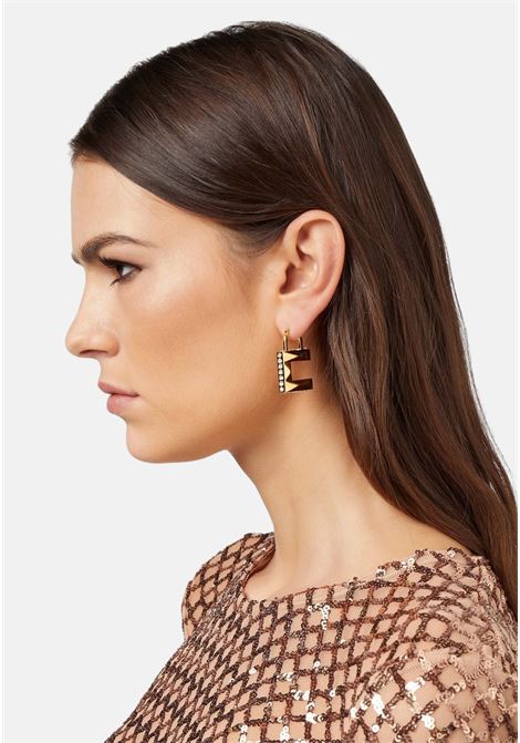 Women's earrings with faceted logo with rhinestones ELISABETTA FRANCHI | OR05M41E2U95